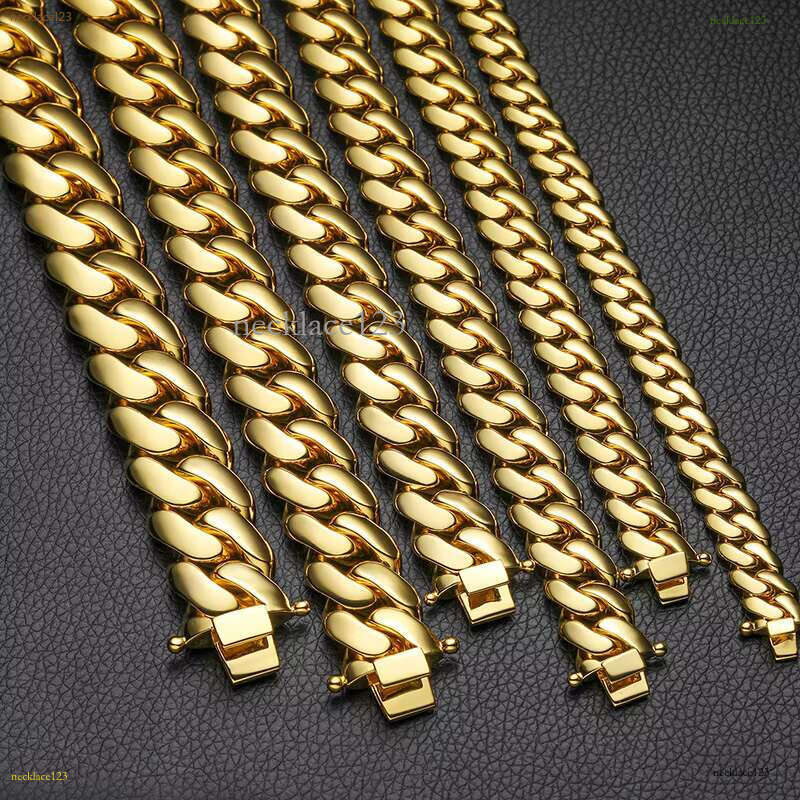 Fashionable 10mm-14mm Cuban 14K gold-plated jewelry with gift box chain for men and women hip-hop bracelets, free delivery