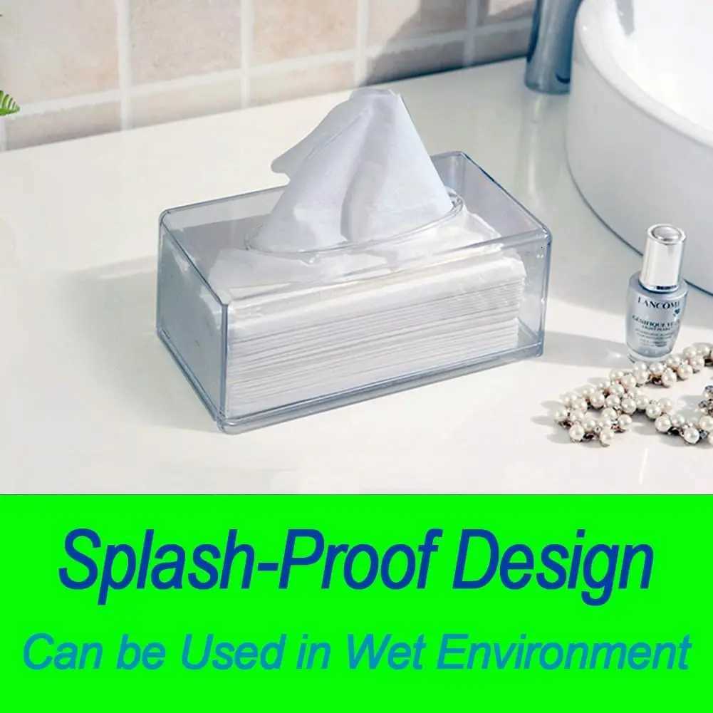 Square Clear Acrylic Tissue Box Box Covers RectangularTable Clear Dryer Sheet Dispenser for Bathroom Kitchen and CarsM251124