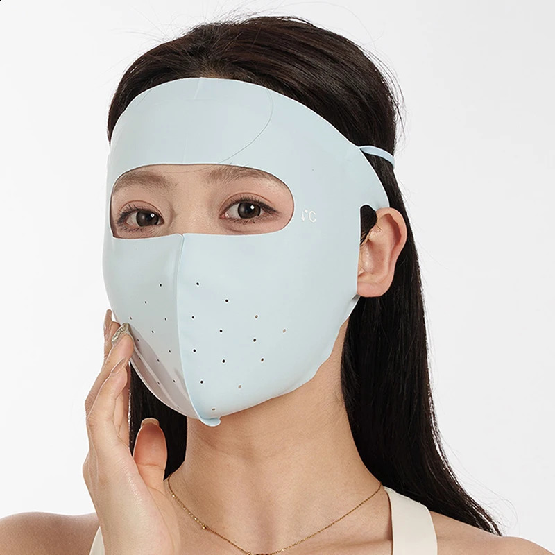 Sunscreen Mask Traceless Women Facekini Ice Silk Anti-ultraviolet Summer Breathable Thin Cover Whole Face UV Protection Mask 250424