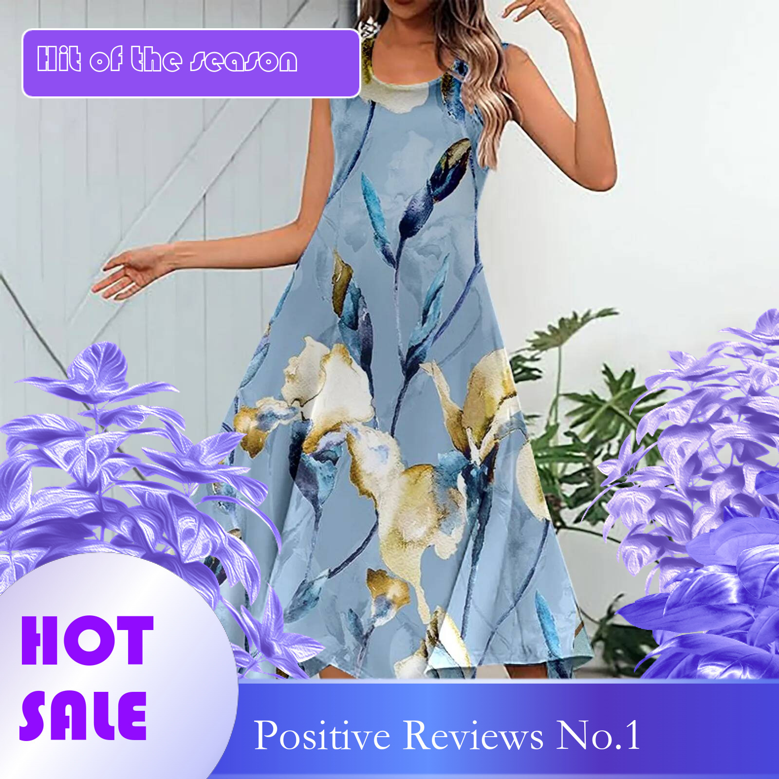 Dongdumaoyi New Summer Dress Women Sleeveless Hankerchief Hem Retro Flower Print Midi Tank Casual Vacation With Pockets