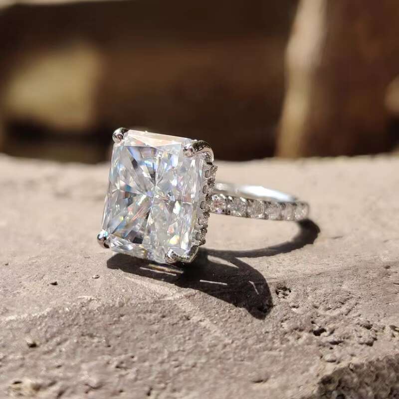 4.57 CT Radiant Brilliant Cut Classic Lab Diamond Engagement Ring Moissanite Ring Certificate