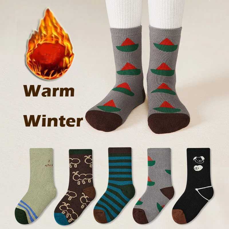 Kids Socks Winter Warm Enough Children Cotton Socks Baby Infant Plush Thicken Mid Calf Length 1-12T Girls Boys Socks Boot Sock G251124