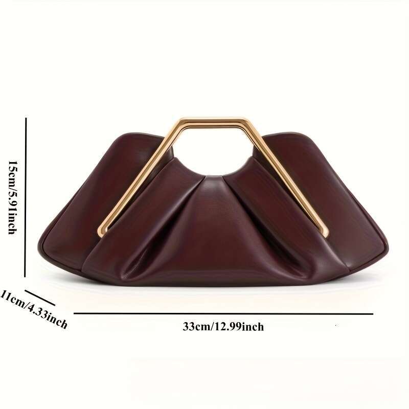 Women's Top-Grain Retro Cloud Handbag Golden-Tone Hardware & Detachable Strap, Pleated Zippered Evening Clutch/Wallet-Pouch /Beige/Black Large Lu
