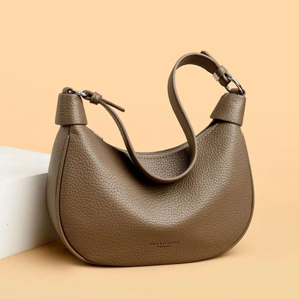Designer Bag 2025 Two Belt Strap Soft Lichi Pu Leather Shoulder Women's Crossbody Bag Female Small Hobos Armpit Purses And Handbag Sac A Main Lux