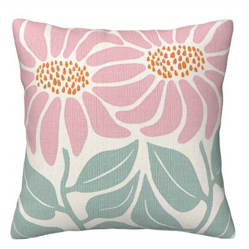 Pink floral pattern throw pillow cover with short plush print for living room decoration cushion cover pillow covers decorative G251124