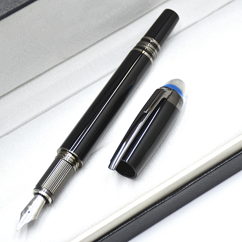 Special Edition Monte Black Resin Blue Crystal Star Rollerball Pen Ballpoint Pen Office School Writing Fountain Pens With Serial Number