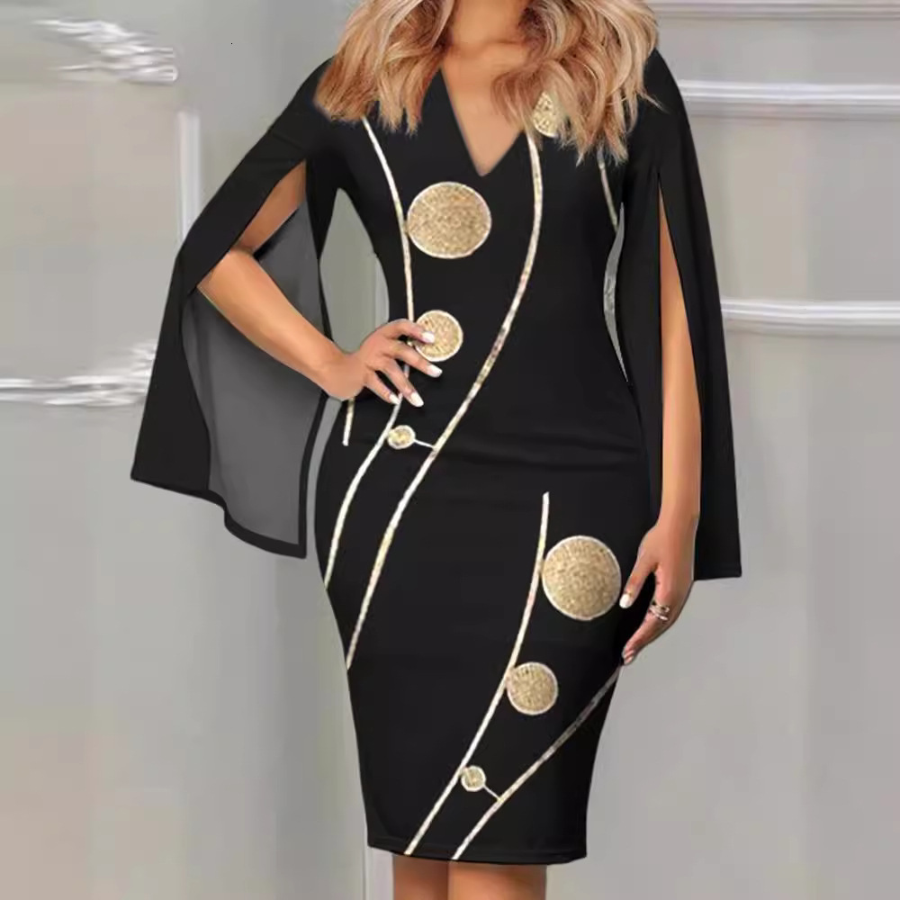 2023 Summer V-neck Temperament Sexy Fashion Printed Dress for Women