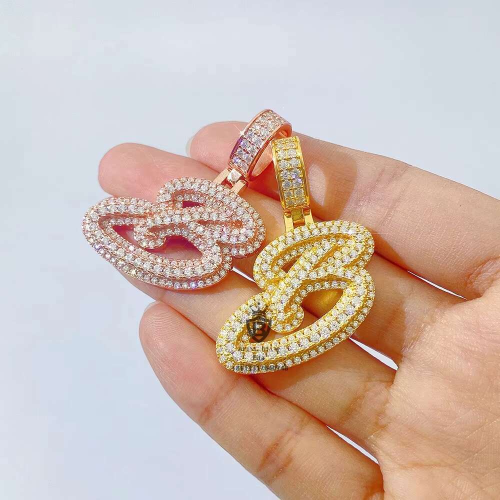 New Design Fashion Jewelry Iced Out a B C D Initial Moissanite Custom Pendant Letter Hip Hop Diamond Pendant