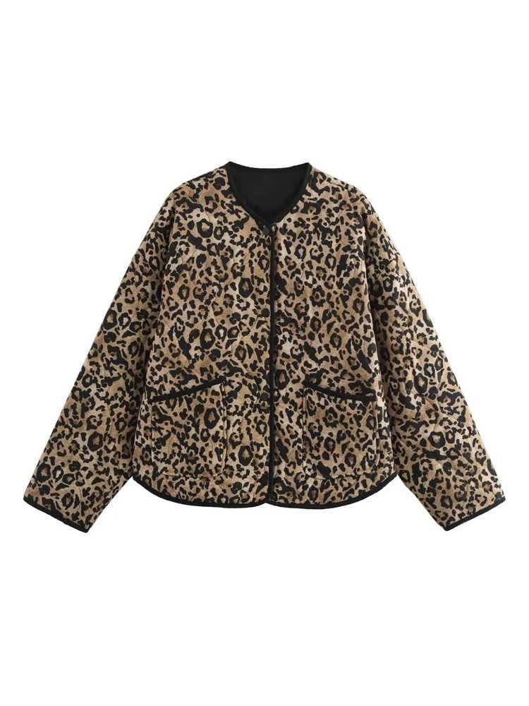 HXAO Lightweight Padded Jackets Outerwears Womens Quilted Jacket Woman Autumn Winter Coat Female Leopard New in Coats 2024 J251124