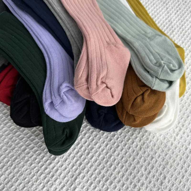 New Solid Baby Boys Girls Knee High Long Socks Cotton Breathable Stripe Soft Kids Sock Children School Uniform Stripe Socks G251124
