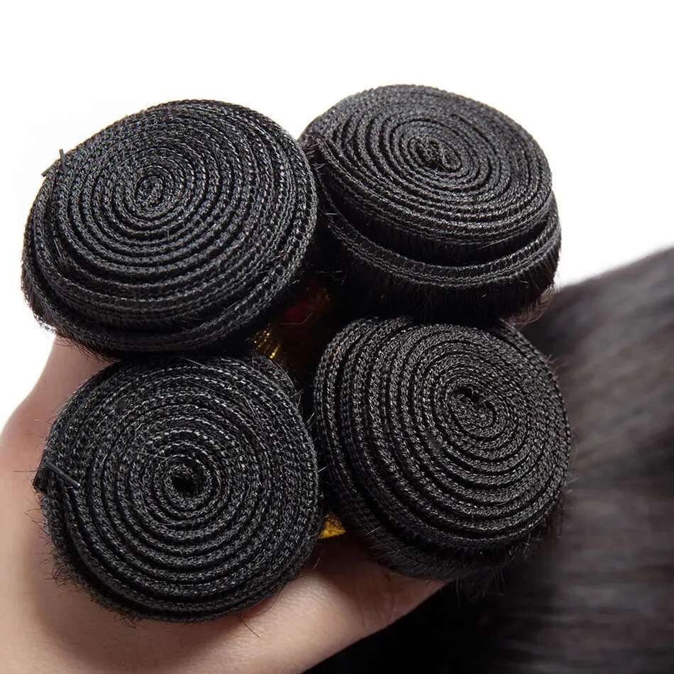 Bone Straight Human Frontal 30 32 Inch Virgin Weave Bundles With Closure Remy Hair Extensions