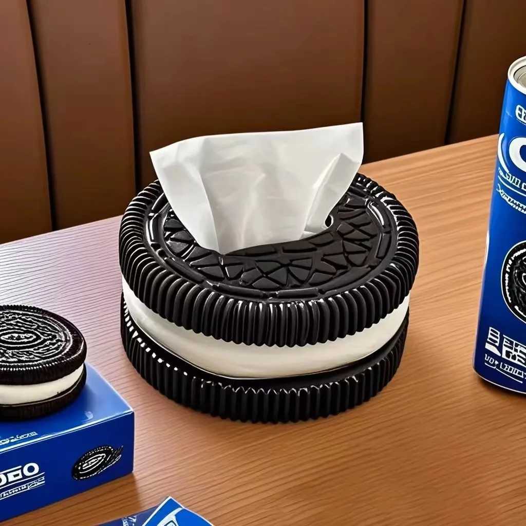 Creative Minimalist Oreo-Inspired Tissue Box Home Decor Tissue Case Bedroom Desktop Stylish Decorative Paper DispenserM251124