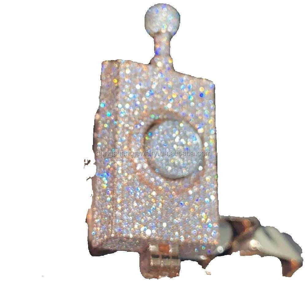 Sterling Sier Hip Hop Pendant, Custom Iced Out VVS Moissanite Dia Charm for Men
