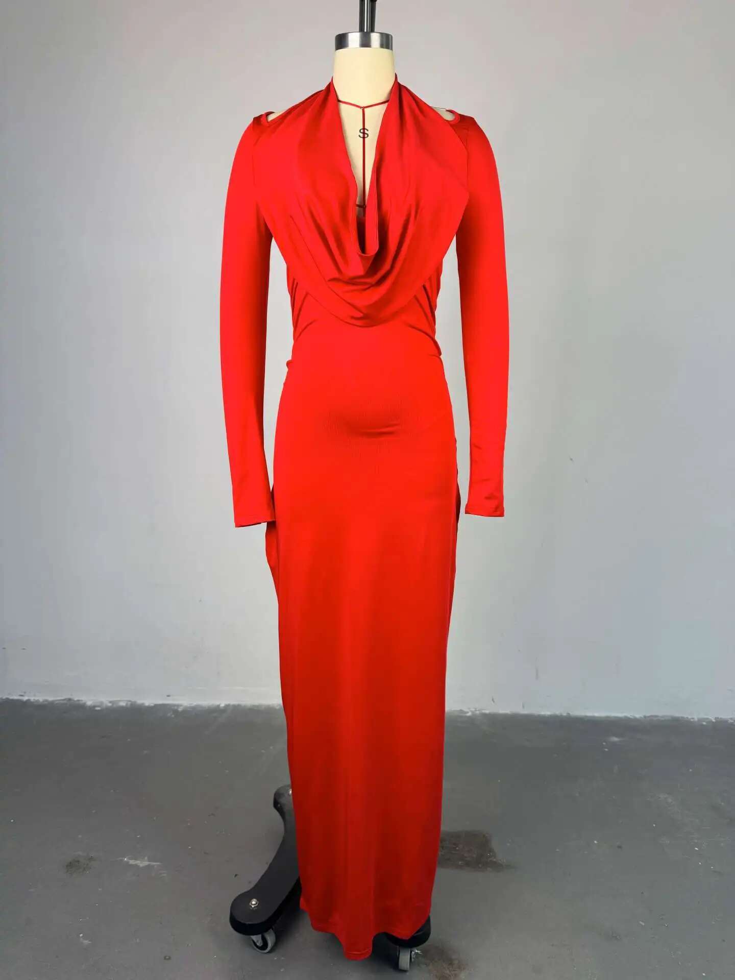 Cm.Yaya Women Full Sleeve Pile Collar Long Maxi Dress 2025 Sweet Holiday Beach Birthday Evening Sexy Girl Party Dresses Vestidos