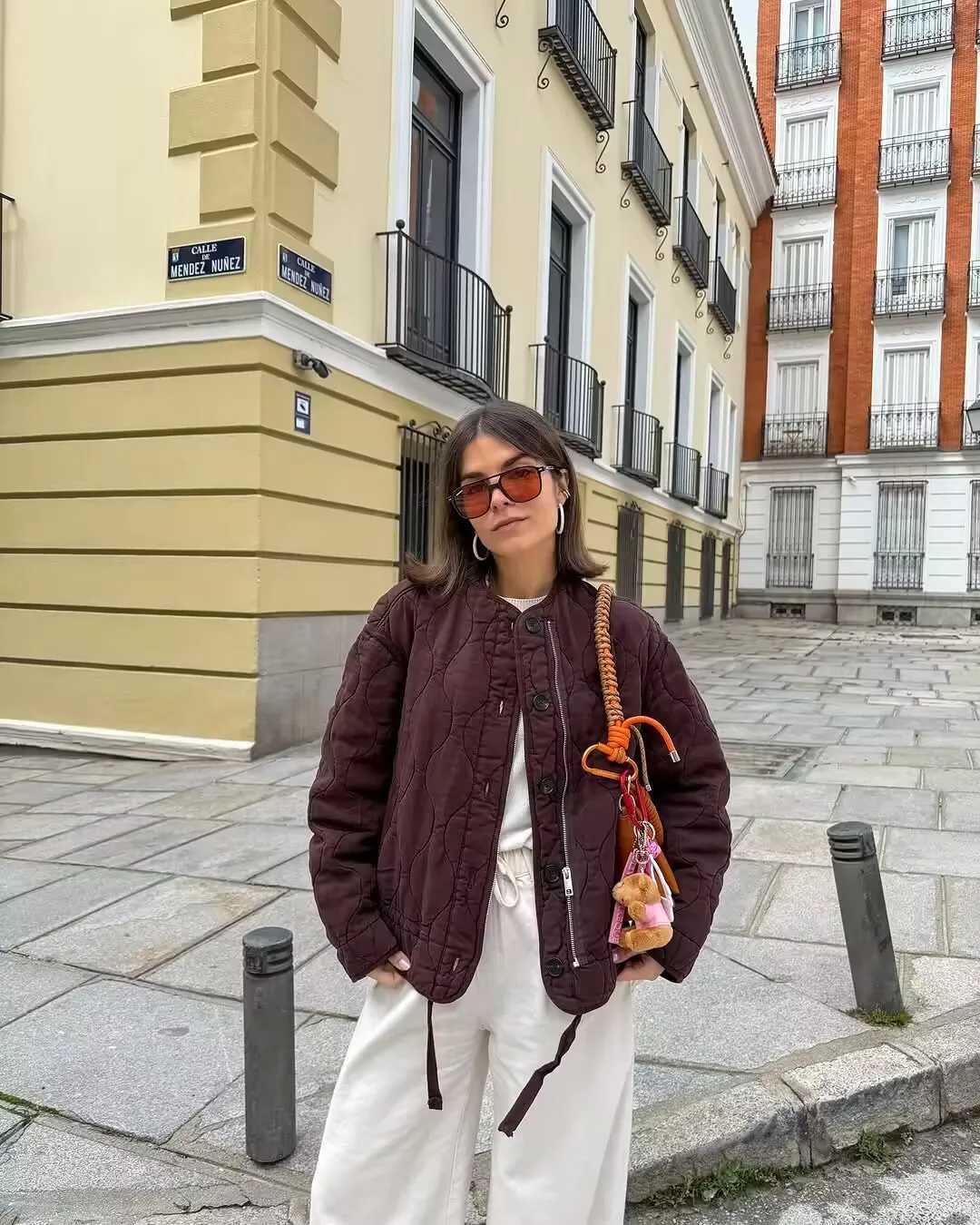 Women Quilted Bomber Jackets 2025 New Autumn Winter Long Sleeve Snap-Button Warm Coat Female Outerwear Chic Padded Parkas Tops J251124