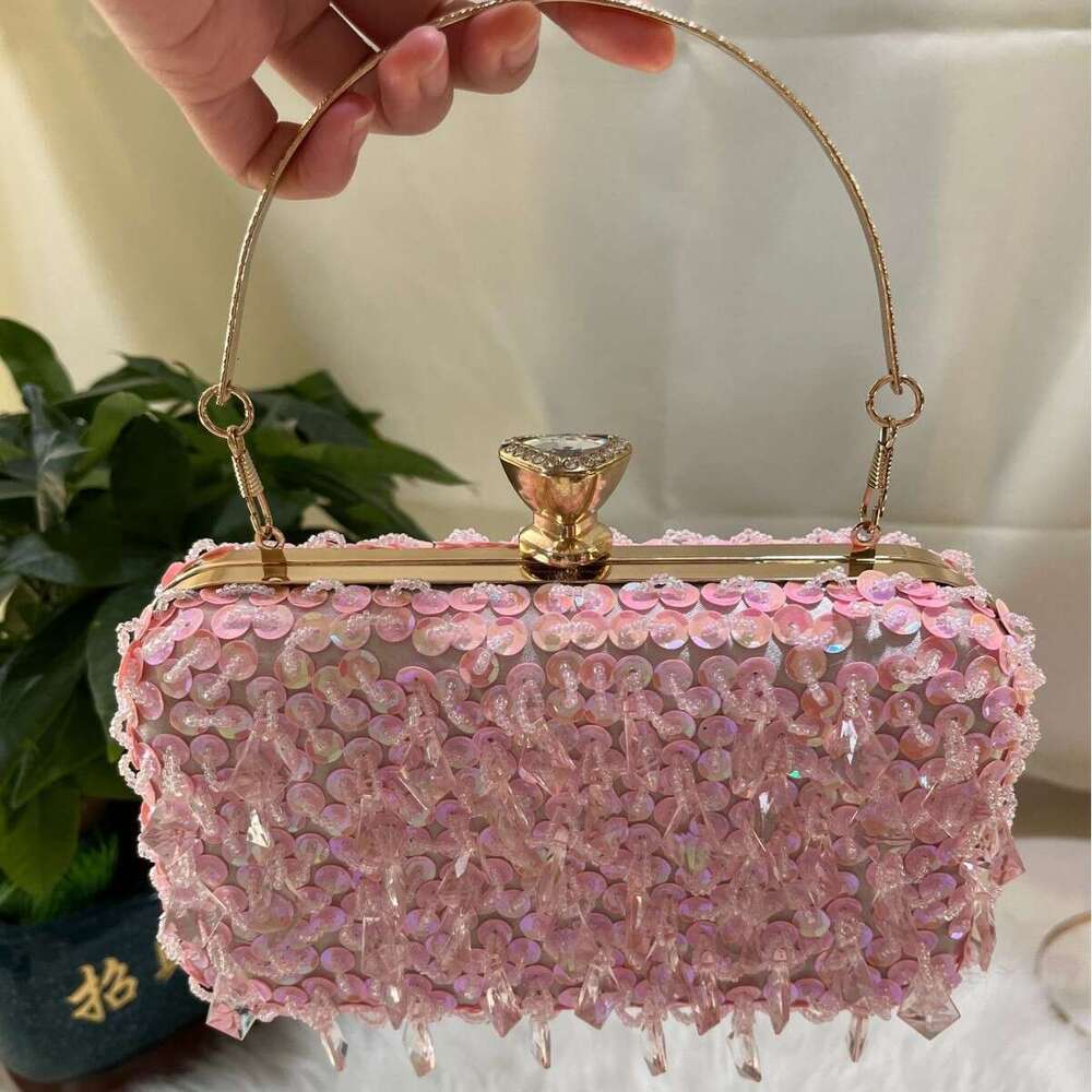 New Embroidered Beaded Glitter Handbag For Women, Fashion Handheld Crossbody Bag, Banquet Bag