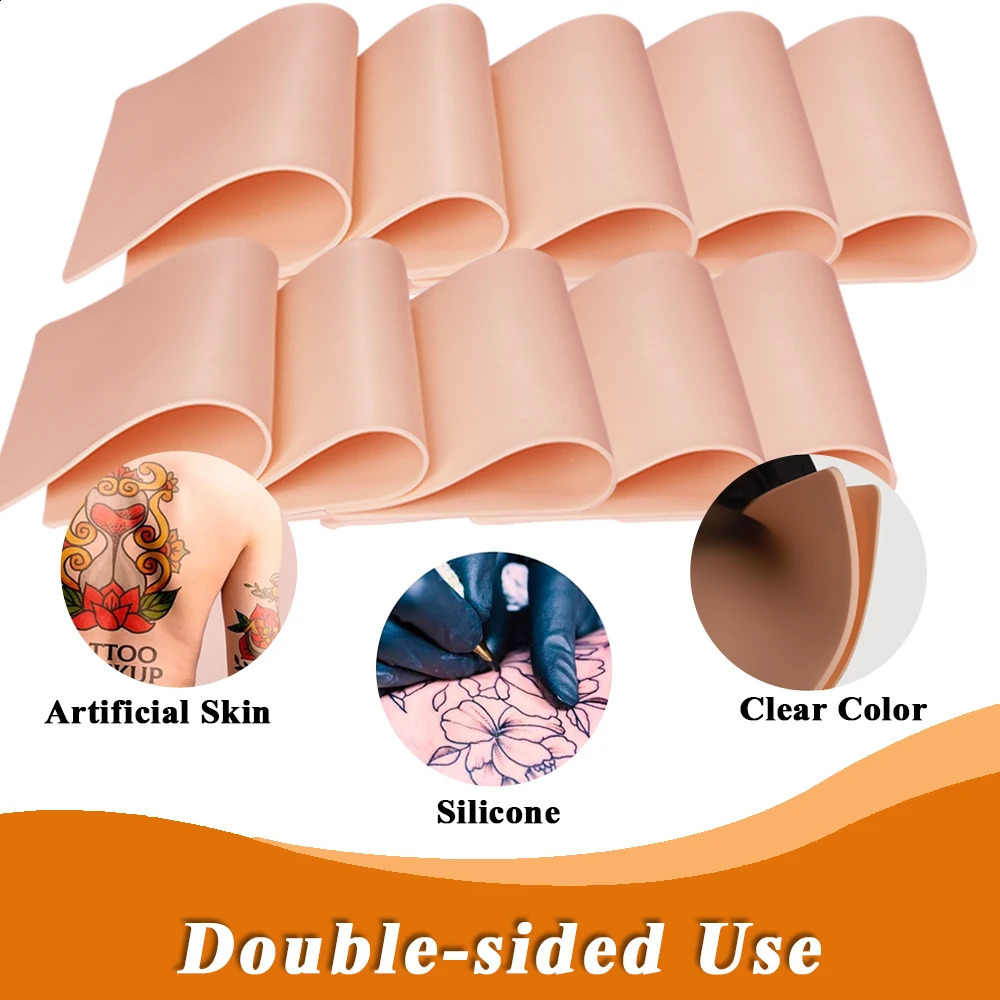 8/5/3/2/1pcs m Tattoo Practice Skin Big Blank Silicone Fake Skin Double Sides Tattoo Beginner Practice Skin Tattoo Accessories 250422