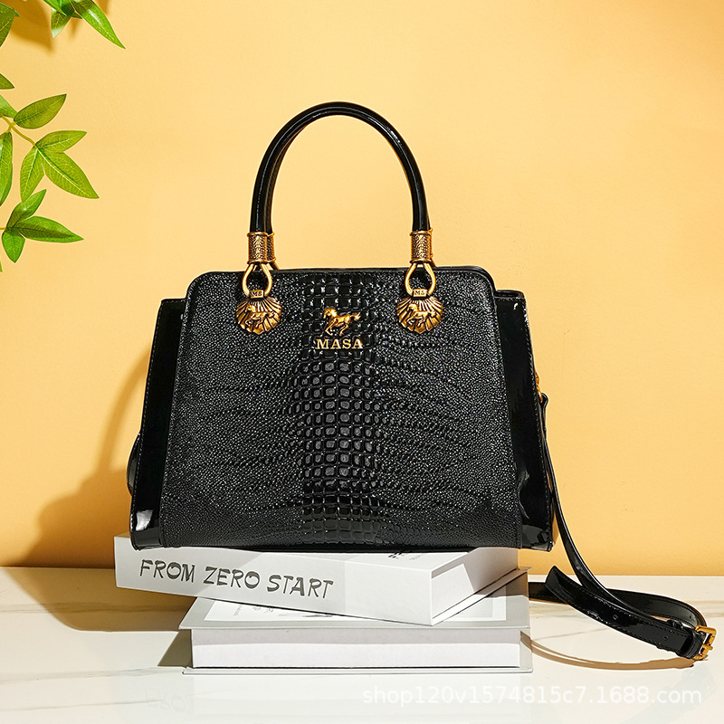 Massa Handbag Women S New Fashionable Tote Bag High End Feel Light Luxury Crocodile Pattern Single Shoulder Large Bag MASA Tote Bag