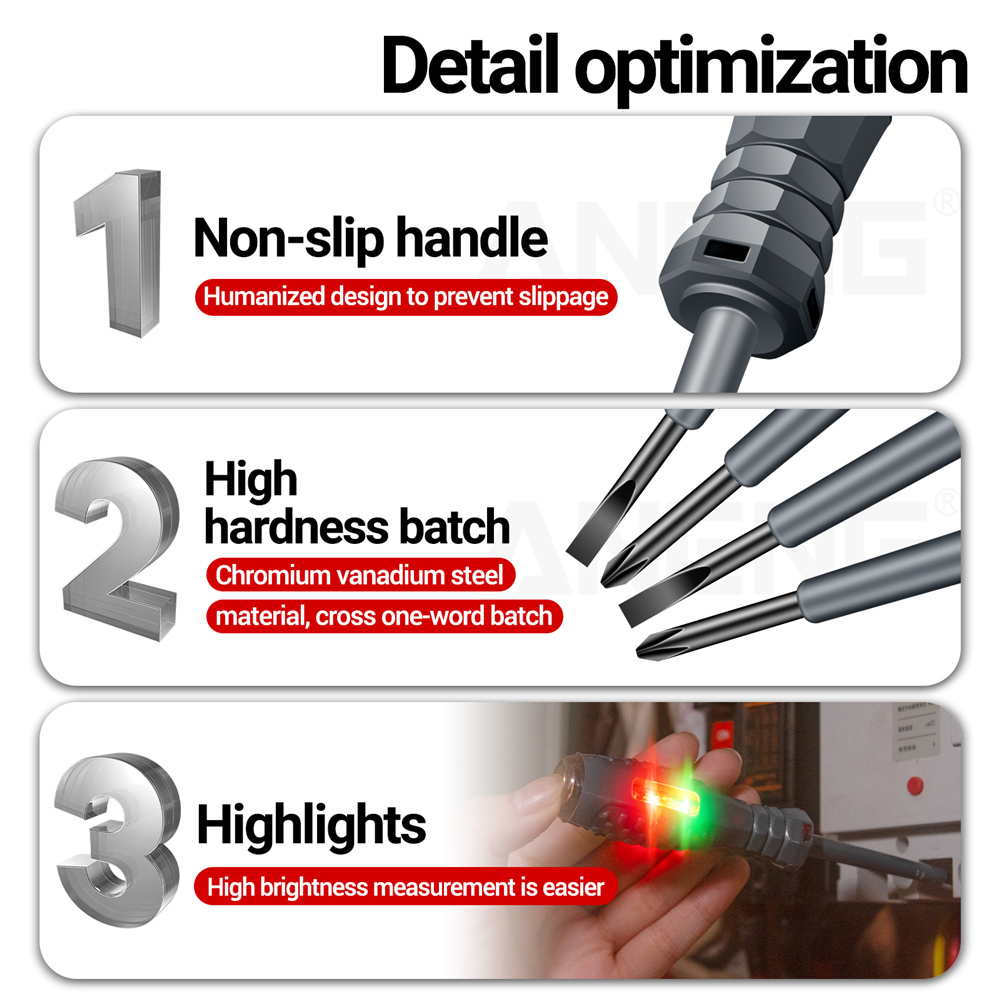 2Pcs/set Electrician Magnetic Test Screwdriver AC Non-contact Induction VoltageTest Pen Tester Word/Cross Screwdrivers Hand Tools