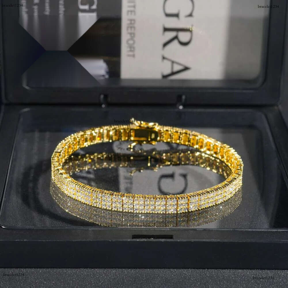 New Arrival 2 Rows 3 Rows Tennis Bracelets Sterg Sier Jewelry Fashion Iced Out Moissanite Bracelet for Men and Women
