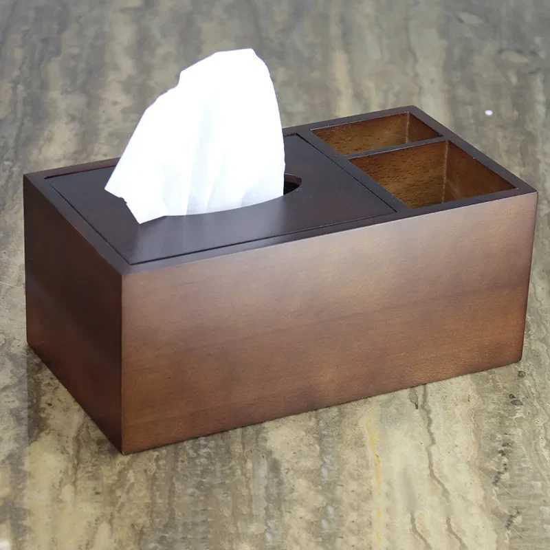 Light Luxury Home Solid Wood Tissue Box Living Room Desktop Decoration Multifunctional Storage Dispenser GiftsM251124
