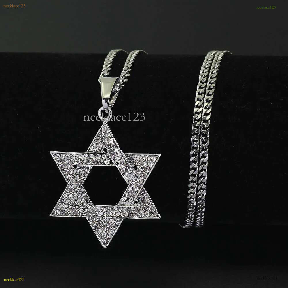 cuban Moissanite pendant necklace pass GRA certified Rhie Star of David Pendant Necklace Hip Hop Jewelry sier