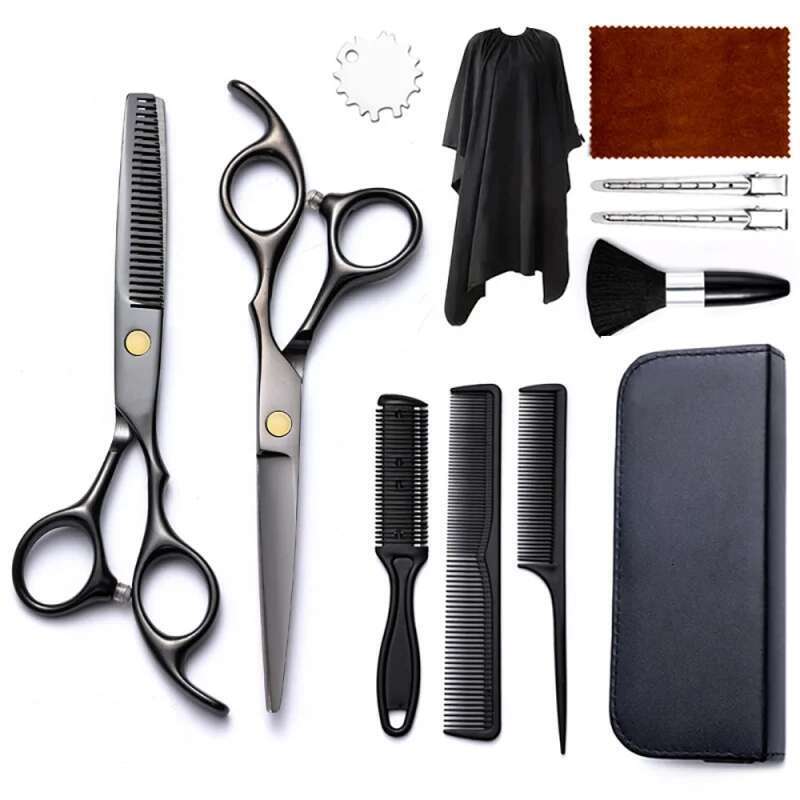 Salon Hairdresser professional flat scissors and reduced-tooth scissors are suitable for home hairdressers. Hairdressing scissors set