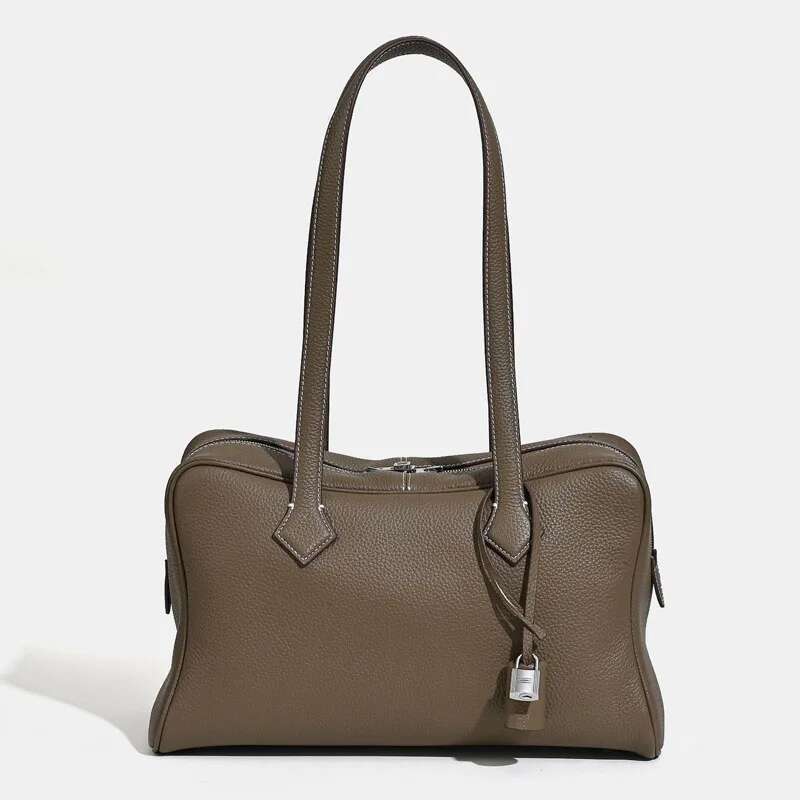 35cm Women's Handbag Boston Commuter Work Office Ladies Shoulder Classic Soft Lightweight Genuine Leather Bag