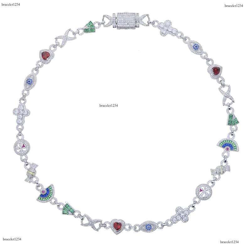 Luxury designer Colored Ice Out VVS Moissanite Cross Evil Eyes Ice Out Cuban k Chain Hip Hop Necklace Jewelry with FREE shipping