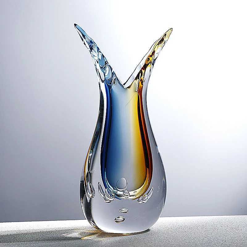 Light luxury creative glass vase living room entrance decoration water-grown flower art vase home decoration C251124