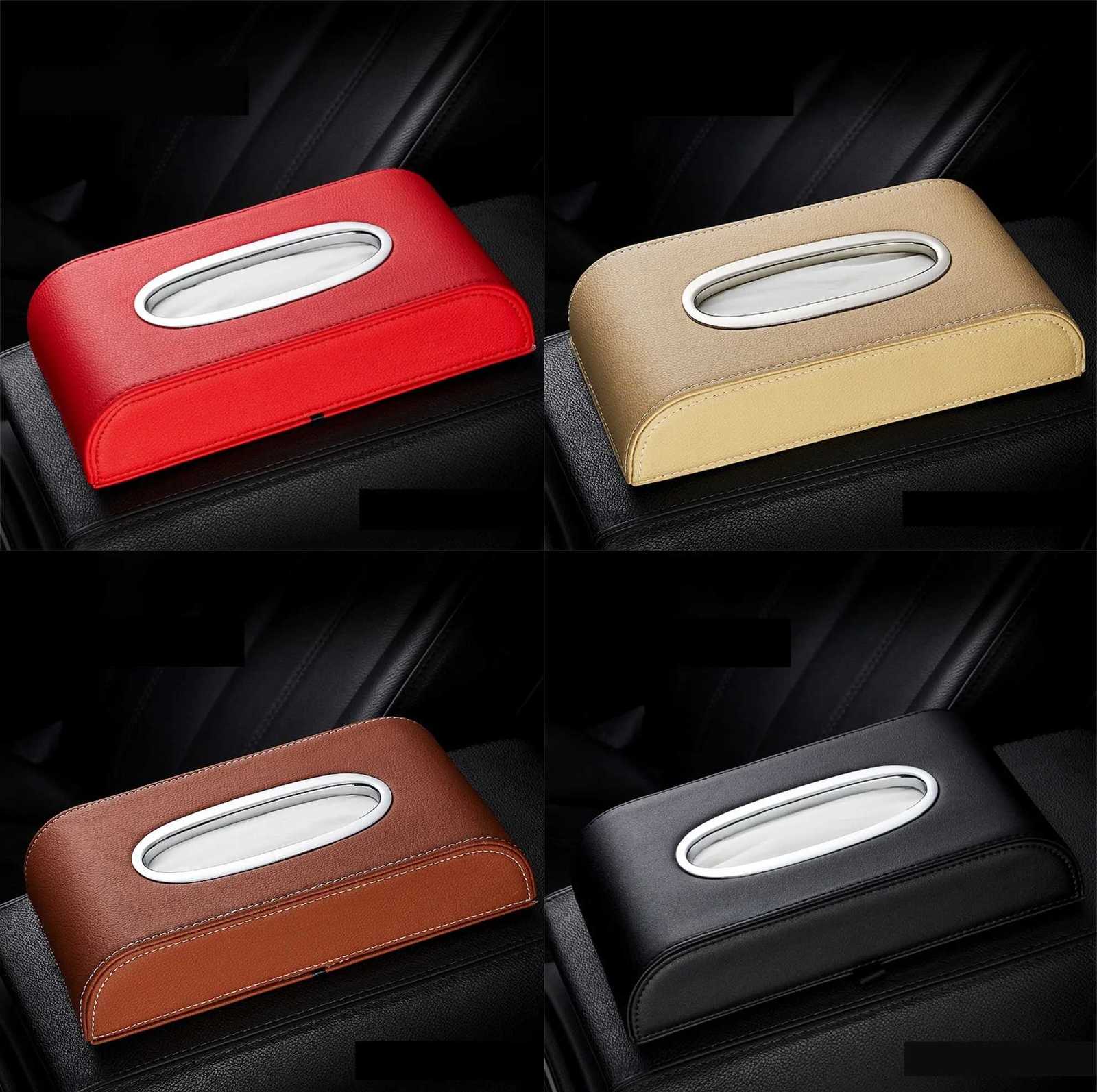 Universal Car Tissue Box Creative Leather Napkin Holder Box Back Seat Tissue Storage Decoration BagM251124