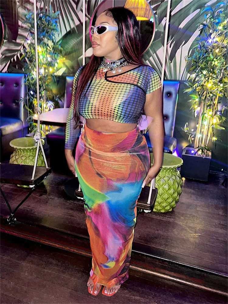Simenual Harajuku Aesthetics Multi Printed High Waist Long Skirts Women Cyber Y2K Package Hip Skirt Chic Holiday Outfits Slim M250424