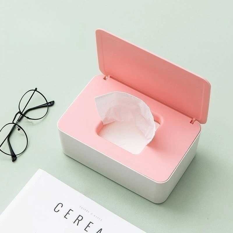1pc Wet Tissue Box Desktop Seal Wipes Paper Storage Box Household Plastic Dust-proof With Lid Tissue Box For Home Office DecorM251124