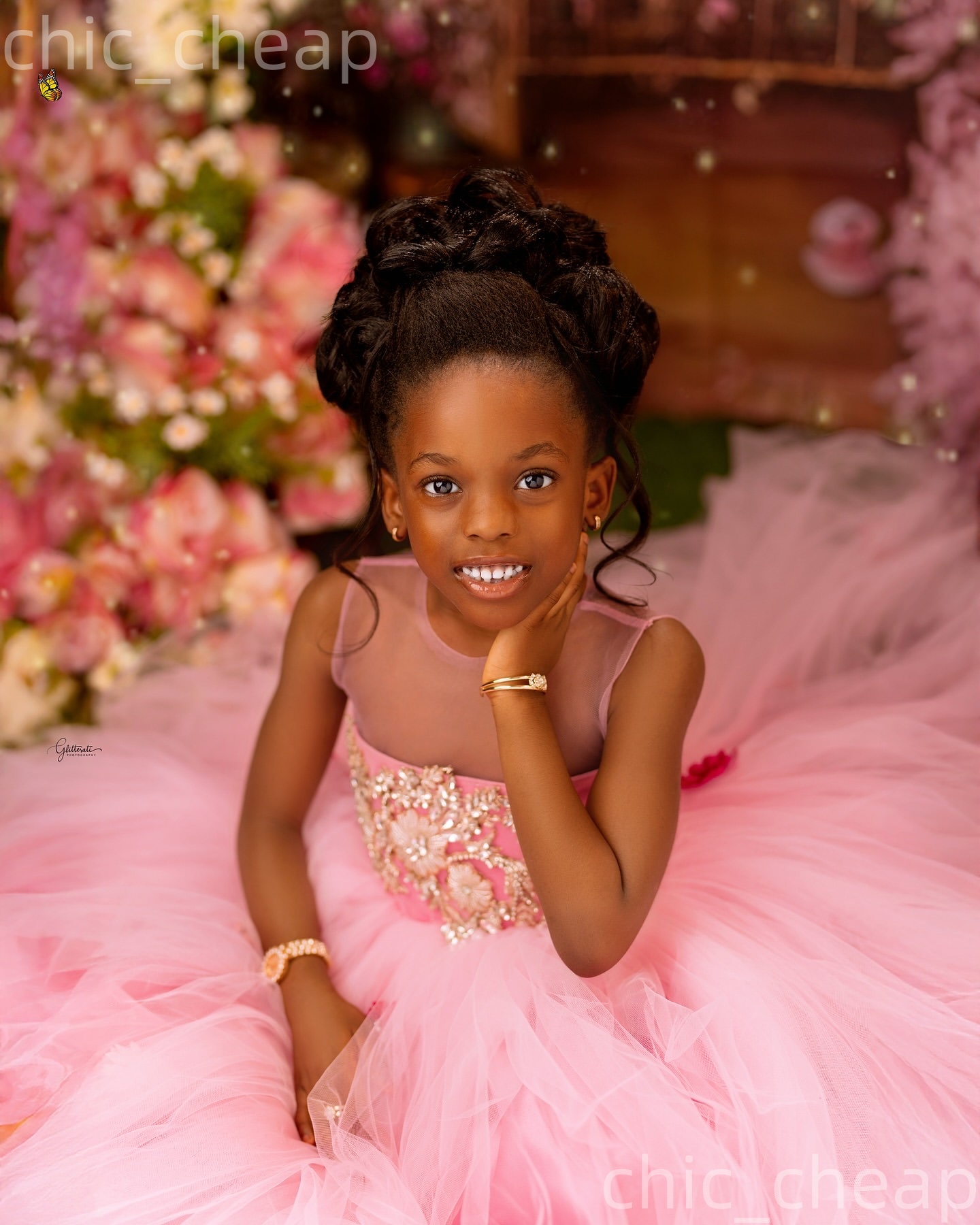 2026 Pink A-line Flower Girl Dresses Applique Crystals Sheer Neck Tulle Flowers Little Girl Christmas Peageant Birthday Christening Tutu Dress Gowns Z