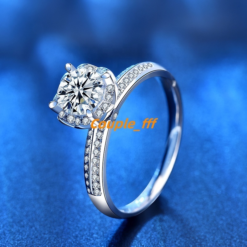 925 Silver Genuine D Color Moissanite Ring Excellent Cut 1 Ct Pass Diamond Test Moissanite Engagement Rings for Women