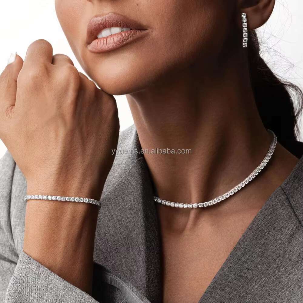 Ready to Ship Pass Diamond Test Moissanite 2mm--5mm S925 Silver Women Men Fashion Necklace Bracelet Moissanite Tennis Chain