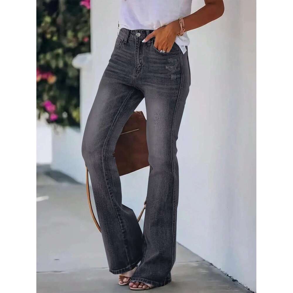 Designer Clothes New Hot Women's Horn Jeans High Waist Slimming Denim Pants