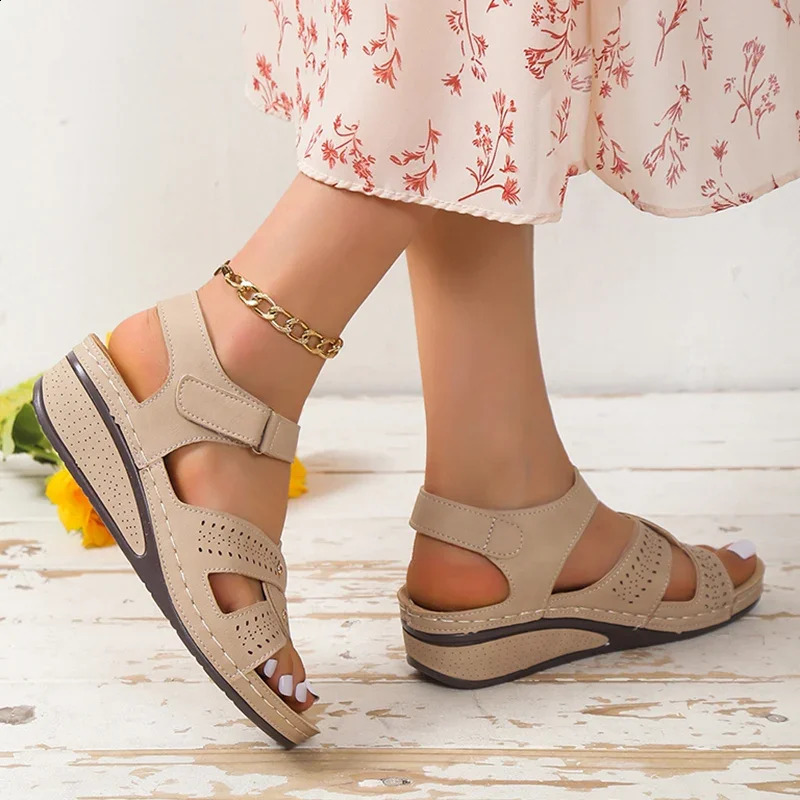 Plus Size Fashion Wedge Sandals Women Summer 2025 Casual Platform Walking Sandalias Mujer Comfortable Non Slip Beach Shoes Woman 250418
