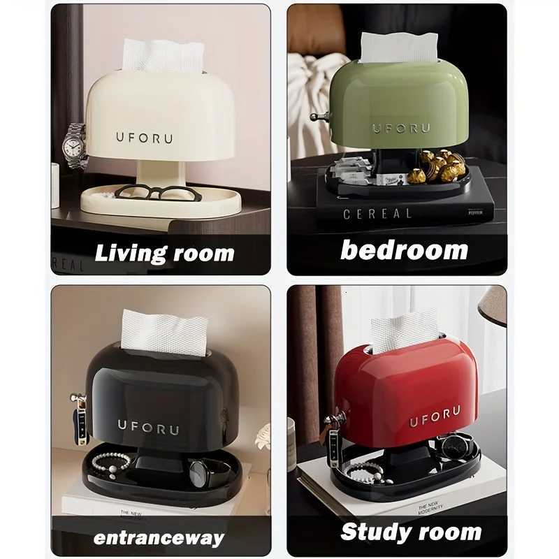 1pc Retro Tissue Box Double-layer Tissue Boxwith Storage Tray Jewelry Watch Organizer Home Living Room Desktop Napkin containerM251124