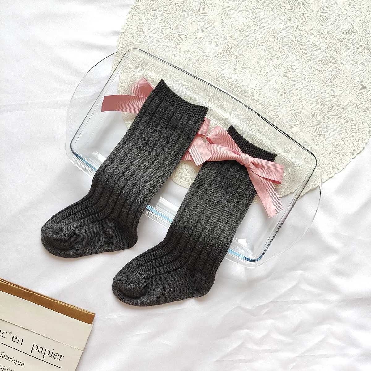 14 Colors Princess Girls Long Sock Big Bowknot Infant Baby Stockings Kids Cotton Sock Knee High Breathable Soft Children Socken G251124