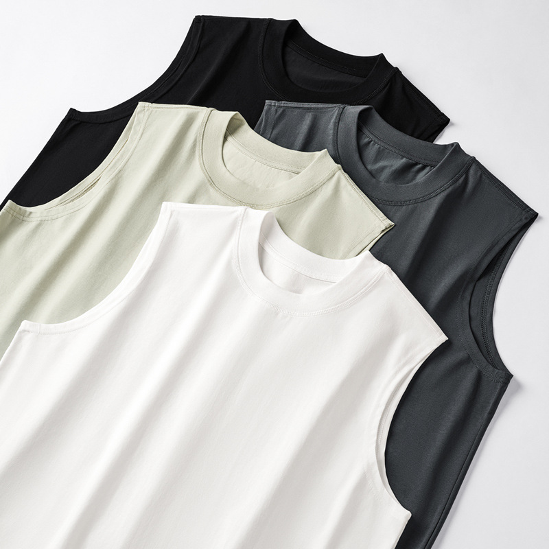 Summer 230G Ice Feel Cotton Solid Color Tank Top Sports And Fitness Cool White Sweatshirt For Men's Sleeveless T-Shirt luanyun