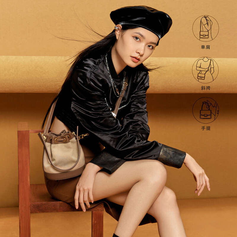 Small Niche Design Bucket Ladies New Trendy And High End Work Bag Hand Held Crossbody Canvas Bag