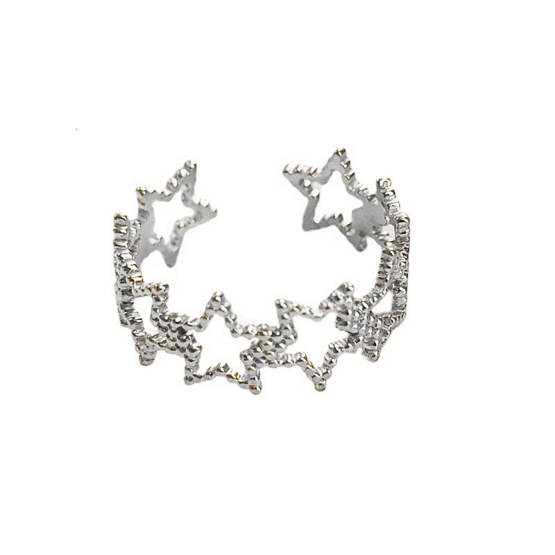 Top source hollowed out star studded cool style niche titanium for women with adjustable stainless steel ring opening