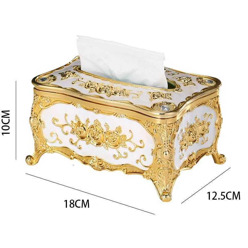European-Style Tissue Box Living Room Desktop Tissue Box Retro Luxury Tissue Case Rose Patterned Napkin Holder Home DecorationM251124