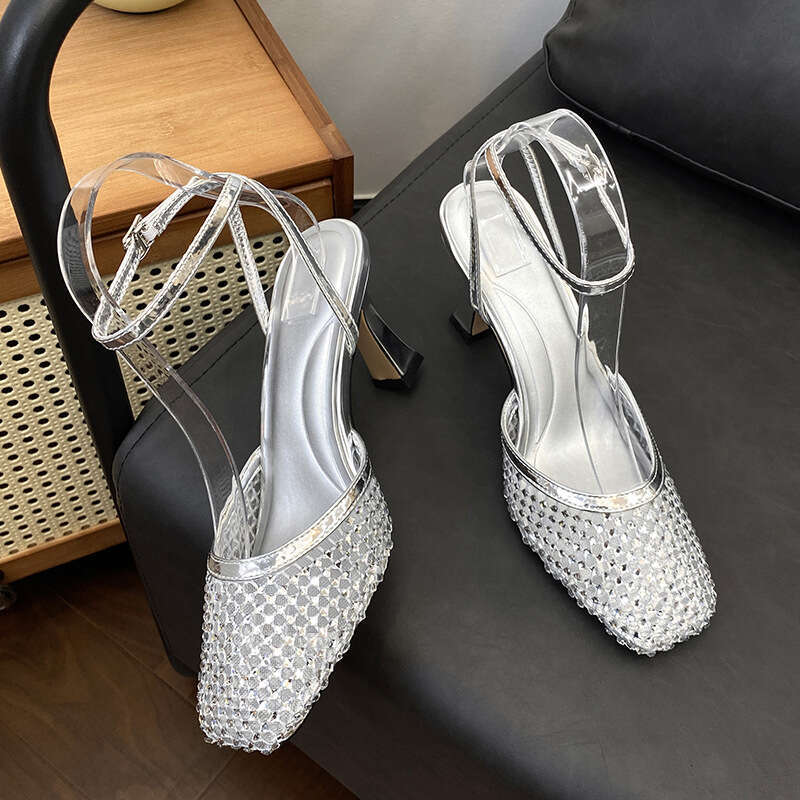 Woman Sandals Black Cut Men S Style Non Tiring High Heeled Shoes Thin Heels And Pointed Toe Sandals Summer With Diamond Sandals