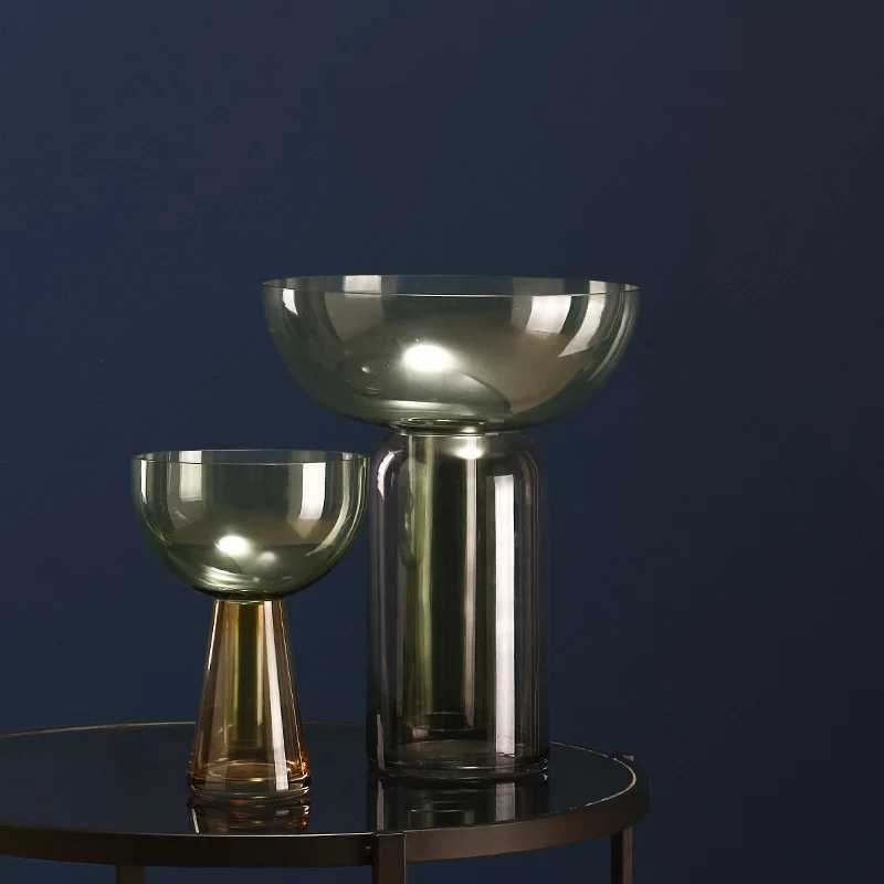 Transparent Glass Hydroponic Small Vase Luxury Handicraft Flower Arrangement Container Room Table Flower Vase Wedding Decoration C251124