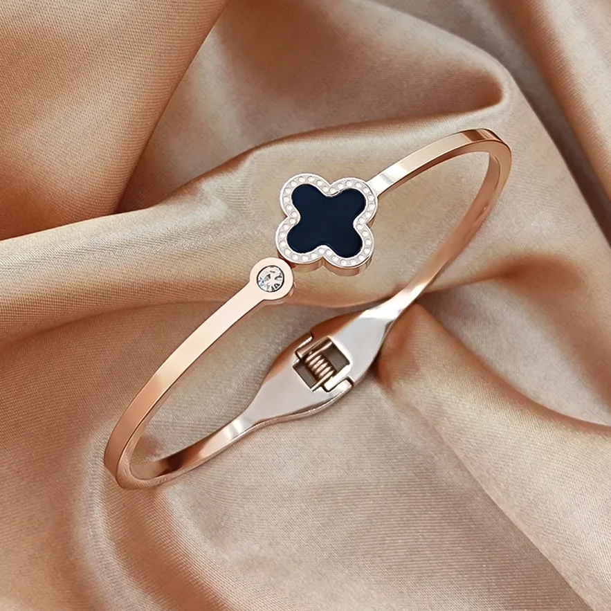 Designer Bracelet Bracelet for Women Stainless Steel 18K Gold Plated Bangle Diamond Flower Bangles Luxury Jewlery Designer for Women Elegant Sparkling