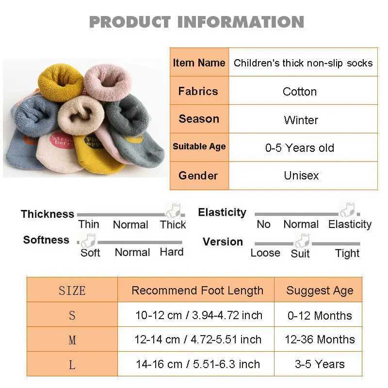 Winter Baby Thermal Non Slip Socks For Girl Boy Children Cotton Sock Newborn Toddler Home Thick Sock Infant Anti-slip Sleep Sock G251124