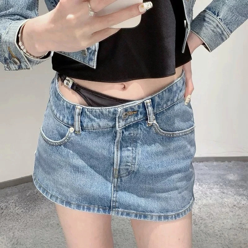 A letter of n two denim shorts mini skirt sexy and fashionable Y2k king Falda dress 250417