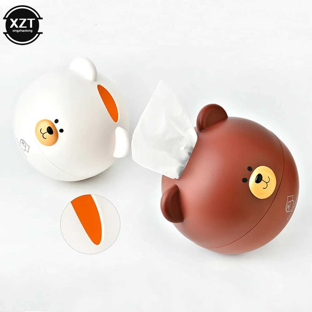 Cute Bear Tissue Box Nordic Roll Paper Pumping Paper Storage Round Container Towel Napkin Holder Remote Control Living Room CarM251124